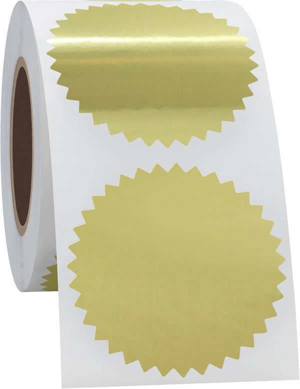 Gold Renkli Soğuk Damga Sticker - Yırtılmaz Zarif Parlak Mühür Etiketi (200 Adet)