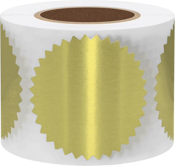 Gold Renkli Soğuk Damga Sticker - Yırtılmaz Zarif Parlak Mühür Etiketi (200 Adet)