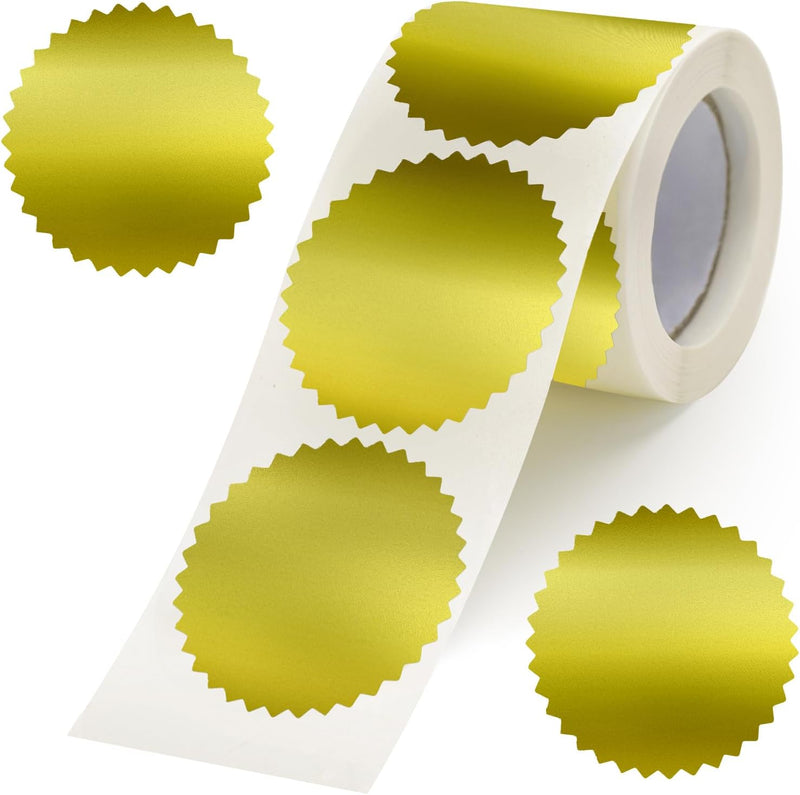 Gold Renkli Soğuk Damga Sticker - Yırtılmaz Zarif Parlak Mühür Etiketi (200 Adet)